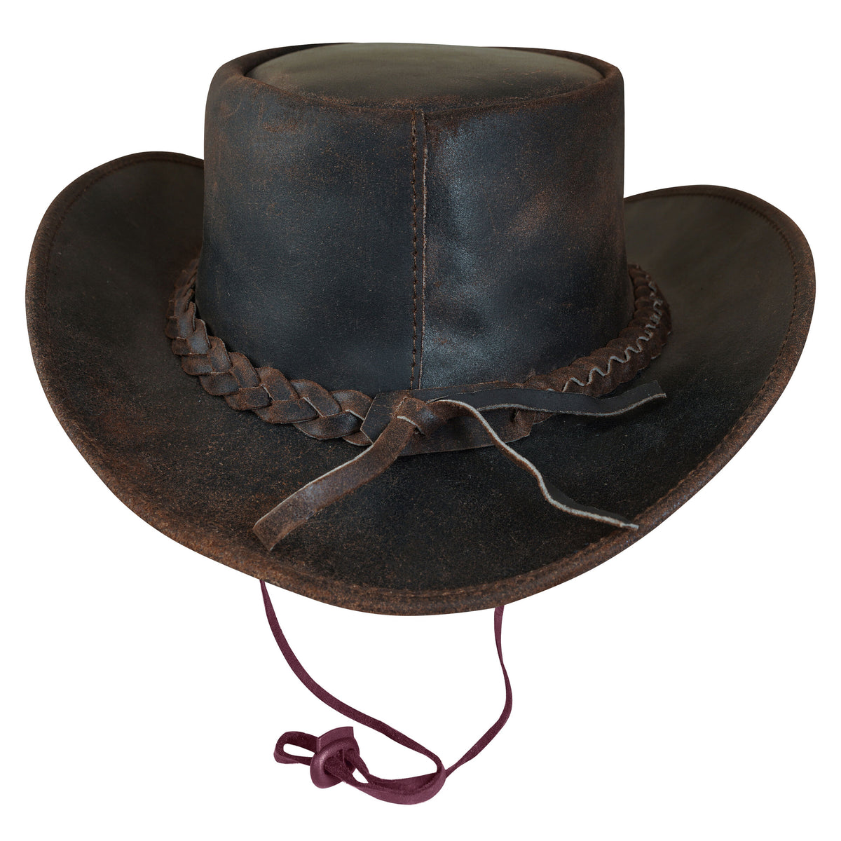 Sombrero unisex de cuero marrón