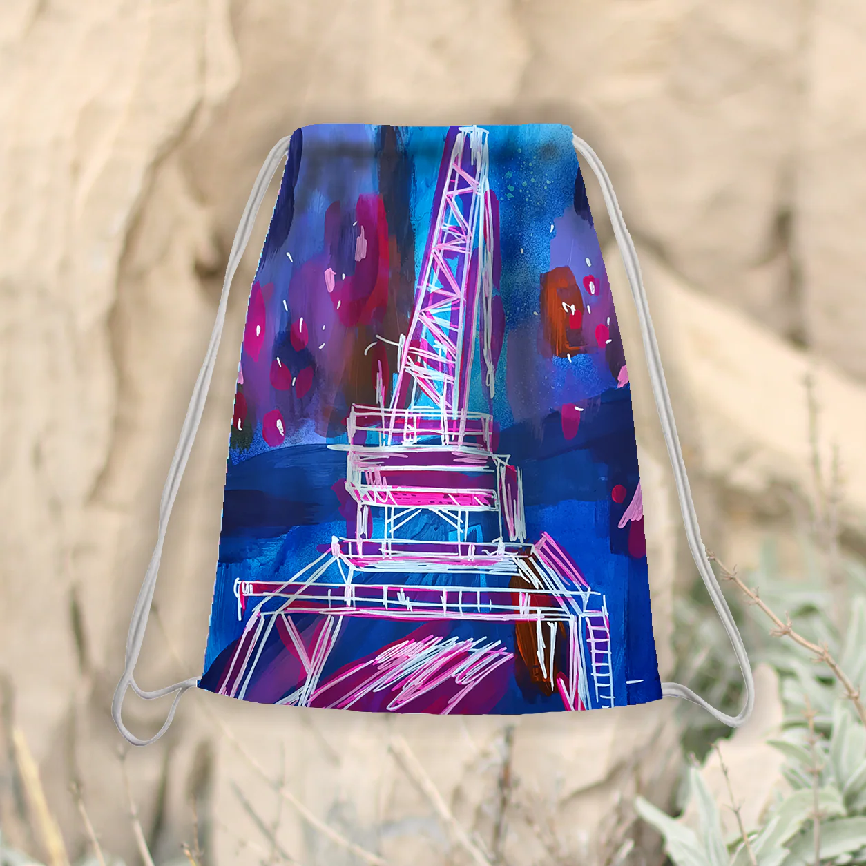 Drawstring backpack - Rijeka cranes II