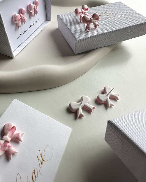 Marble bows | white - pink