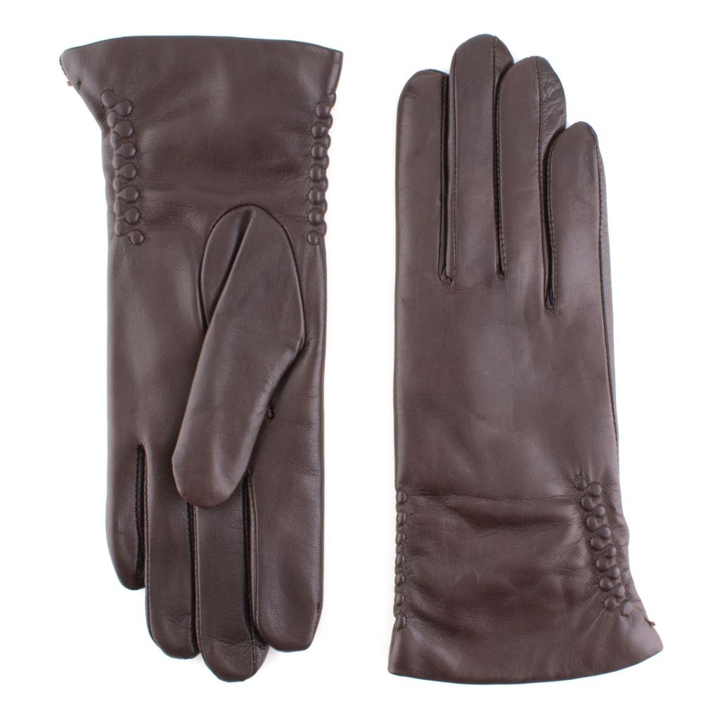 Classic Leather Gloves for Ladies with Ruching on the Sides