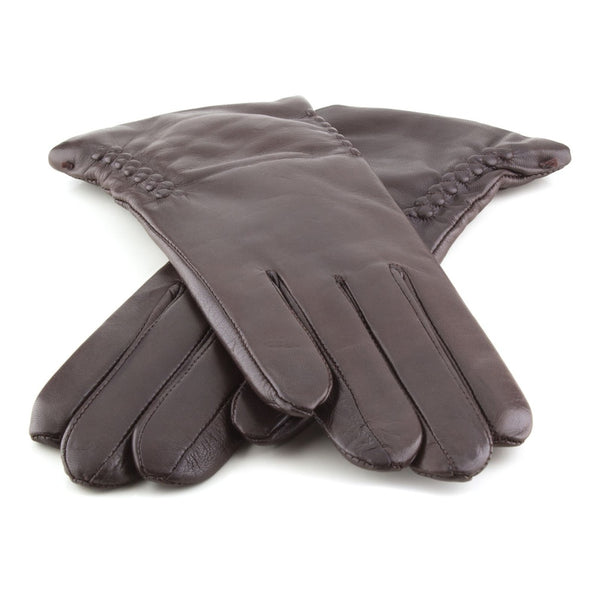 Classic Leather Gloves for Ladies with Ruching on the Sides