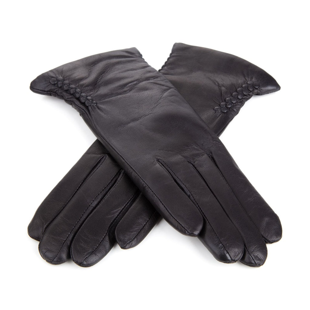 Classic Leather Gloves for Ladies with Ruching on the Sides