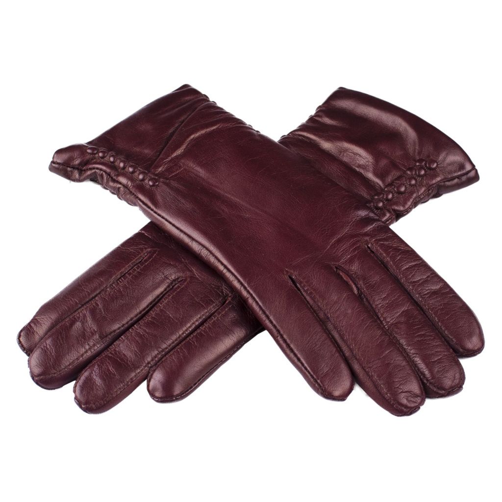 Classic Leather Gloves for Ladies with Ruching on the Sides