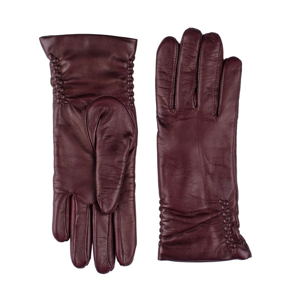 Classic Leather Gloves for Ladies with Ruching on the Sides