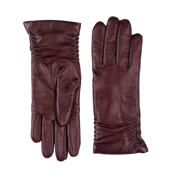 Classic Leather Gloves for Ladies with Ruching on the Sides