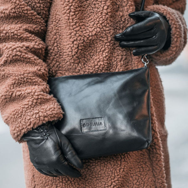 Women's Leather Gloves with Ruching