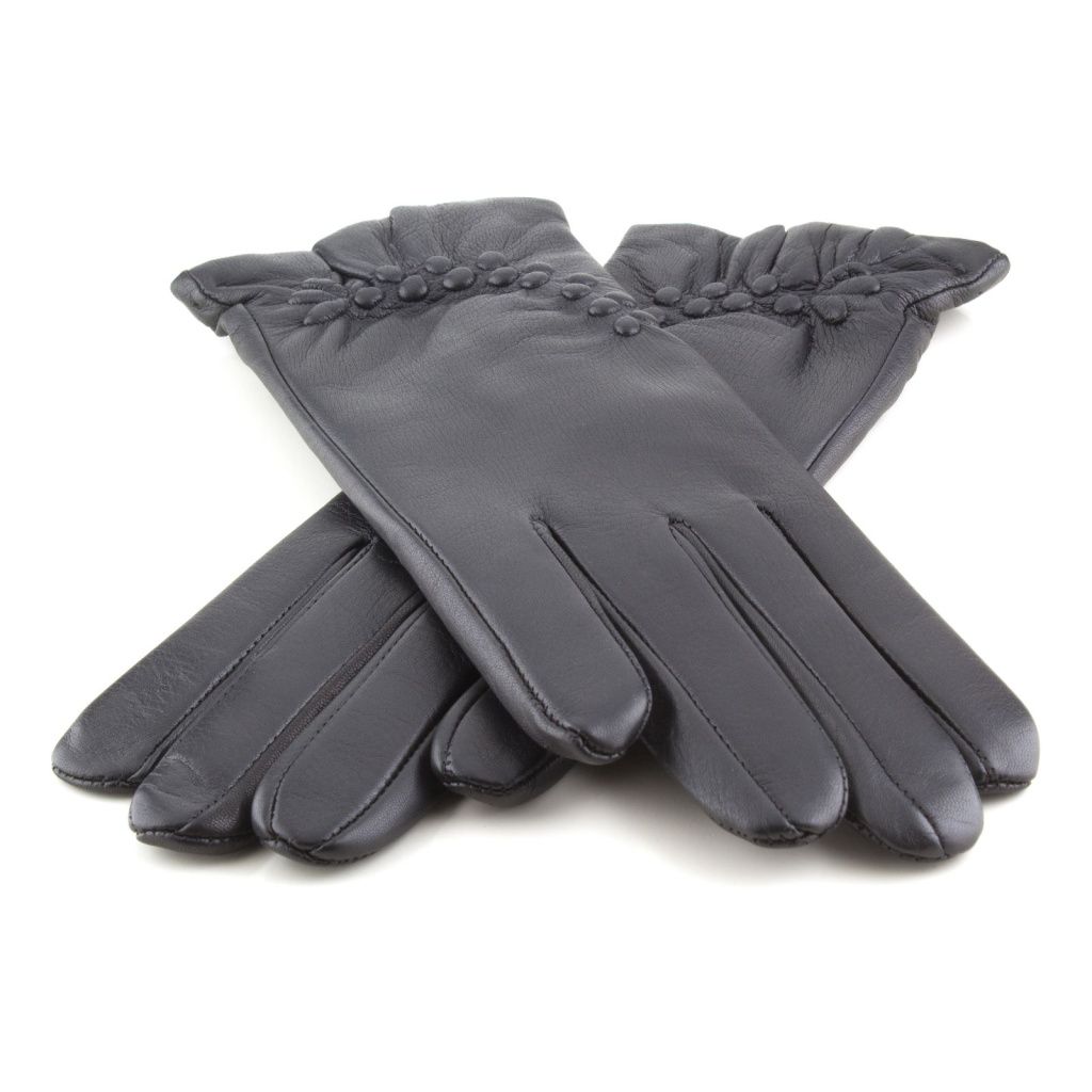Women's Leather Gloves with Ruching