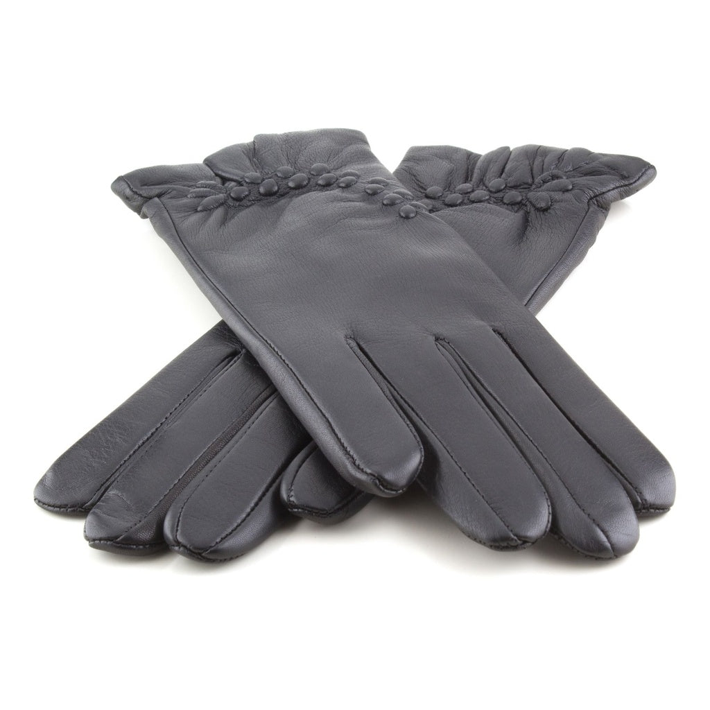 Women's Leather Gloves with Ruching