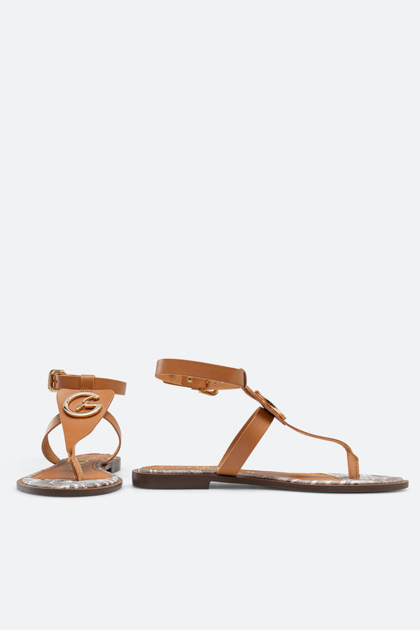 Arica Sandalen in leer met Planetarium print in grijstinten