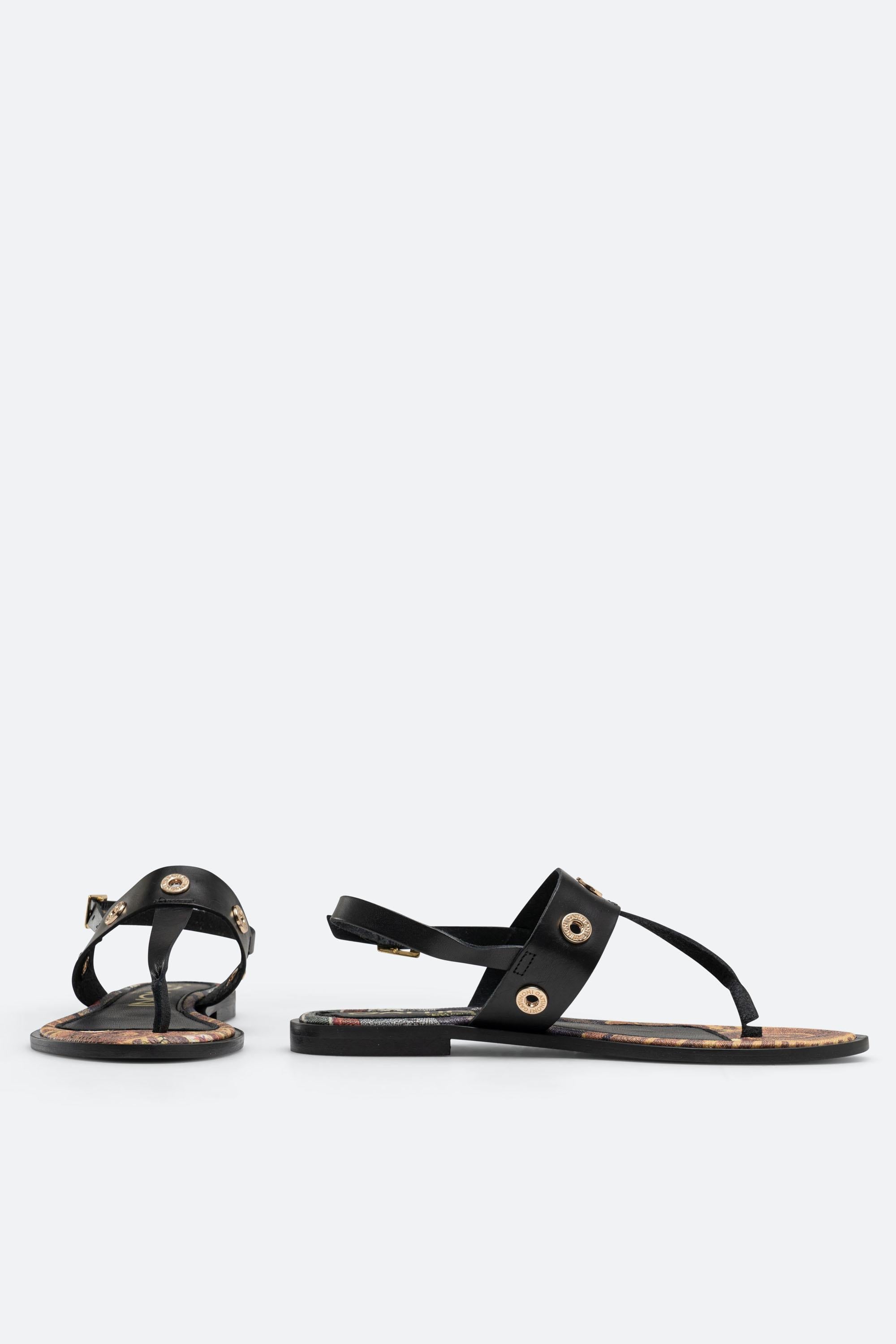 Sandale noire Arica avec semelle classique Planetarium imprimée
