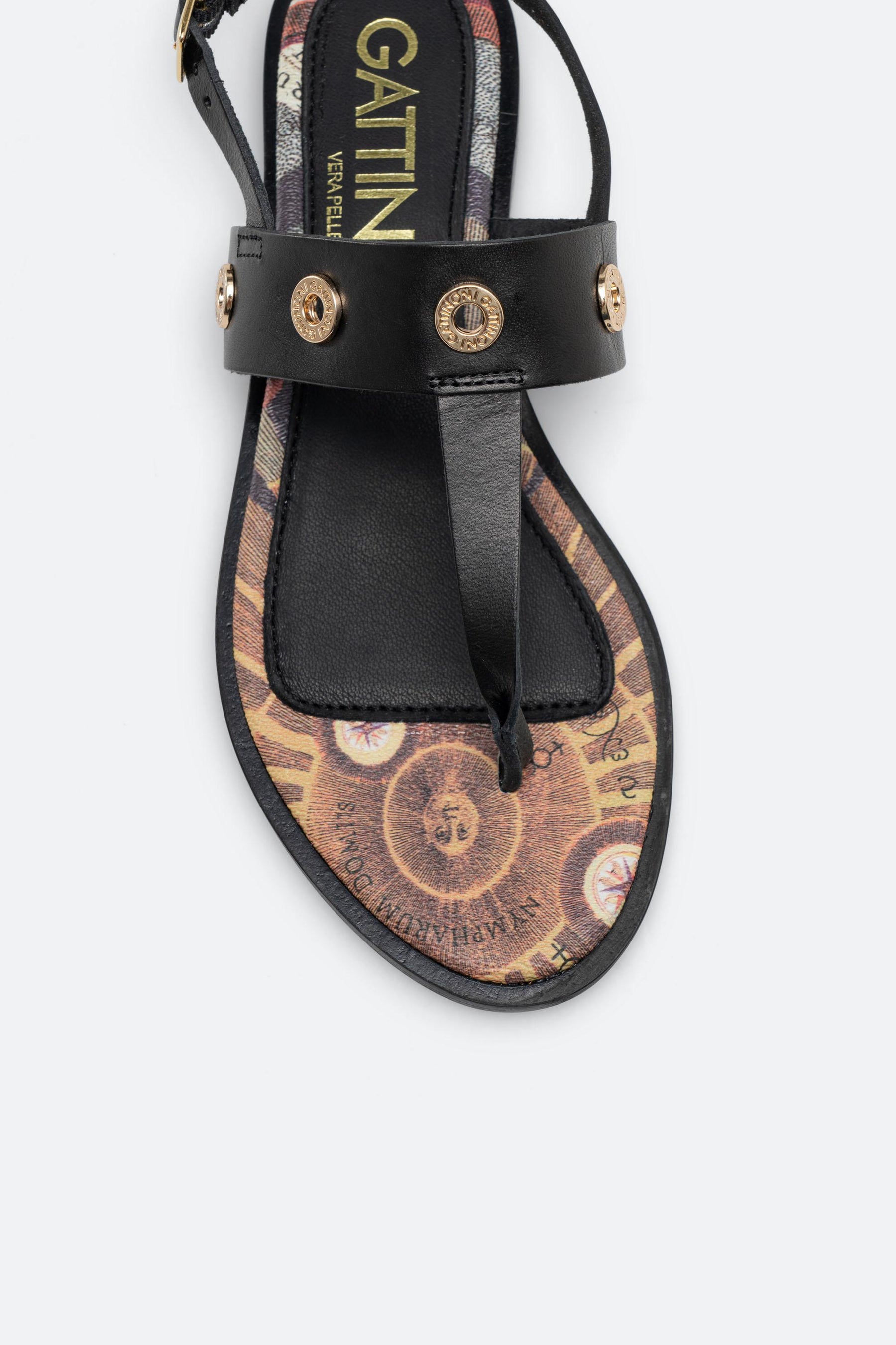 Sandale noire Arica avec semelle classique Planetarium imprimée