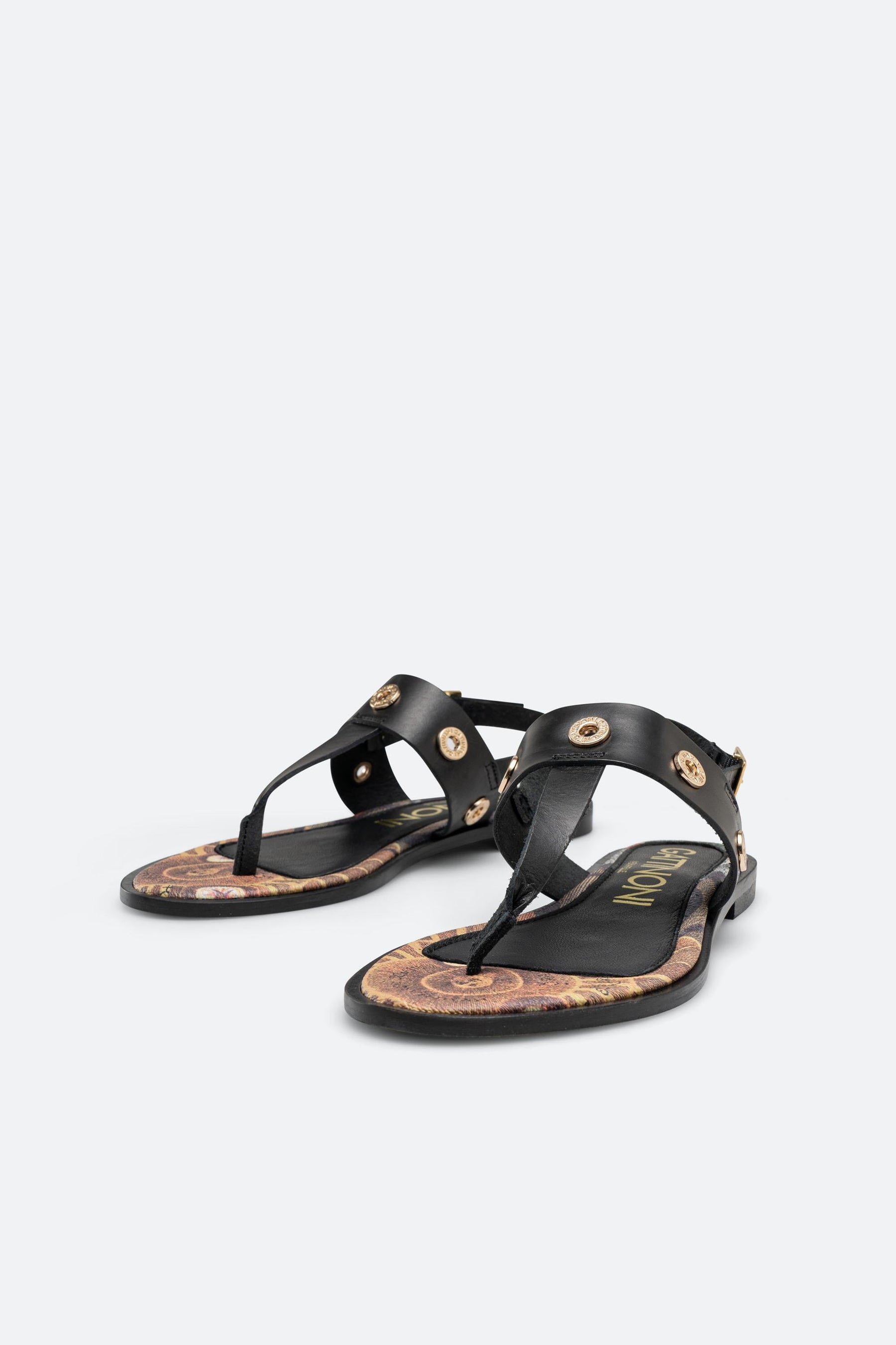 Sandale noire Arica avec semelle classique Planetarium imprimée