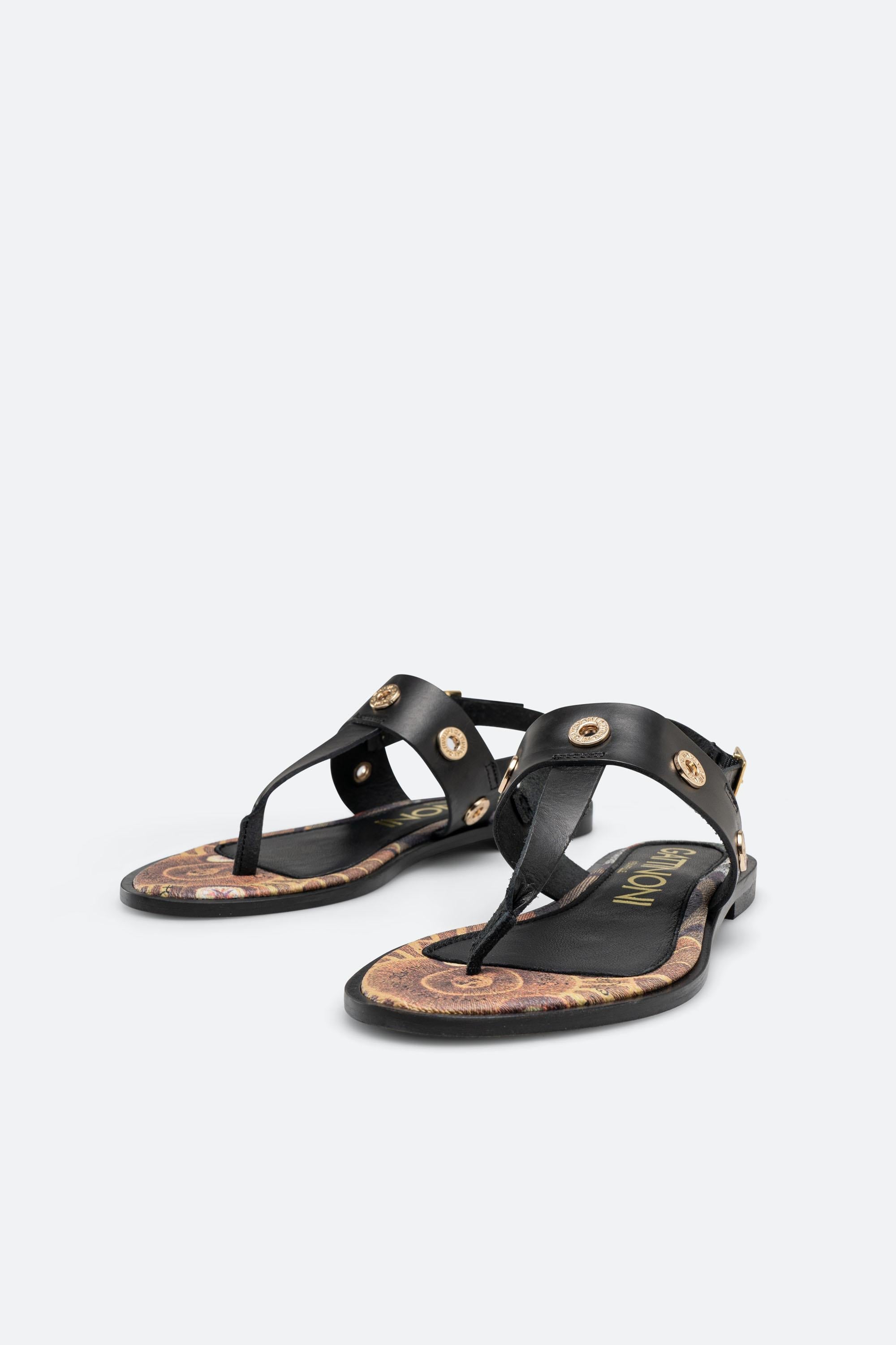 Sandale noire Arica avec semelle classique Planetarium imprimée