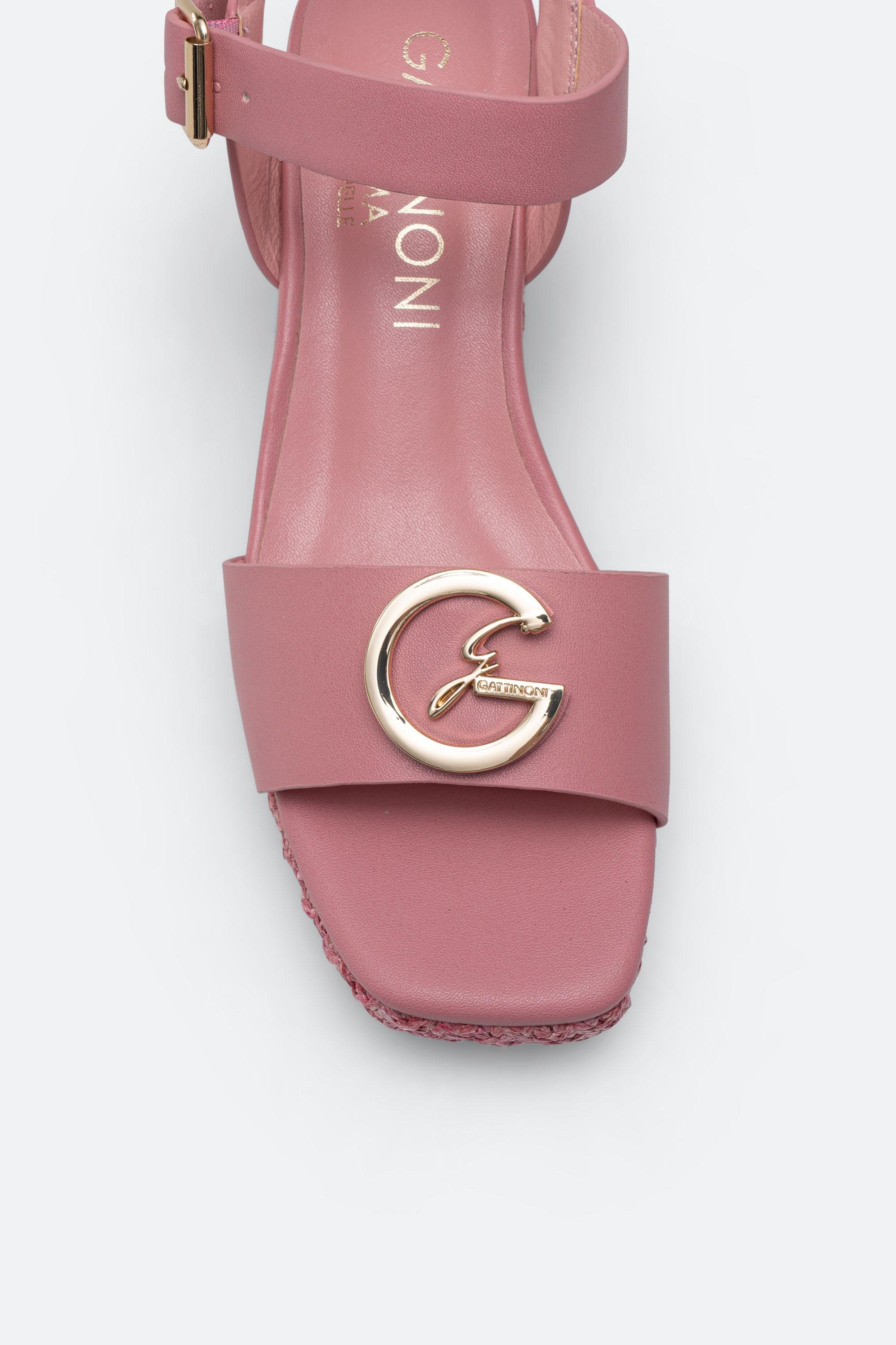 Sandale Rose Big Bubble avec Talon en Paille Neola