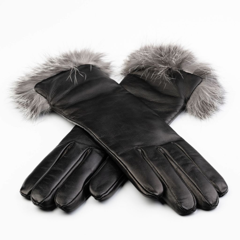 Elegant Leather Gloves for Ladies with Rabbit Fur