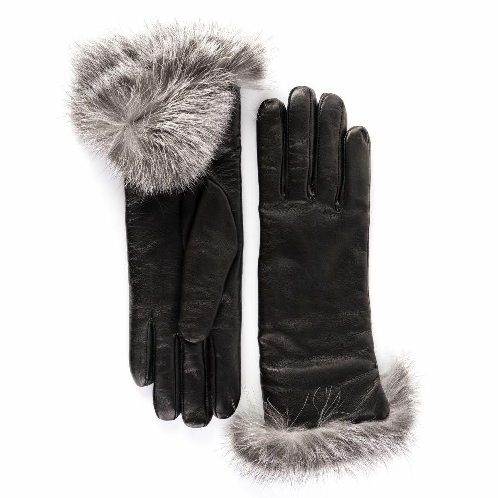Elegant Leather Gloves for Ladies with Rabbit Fur