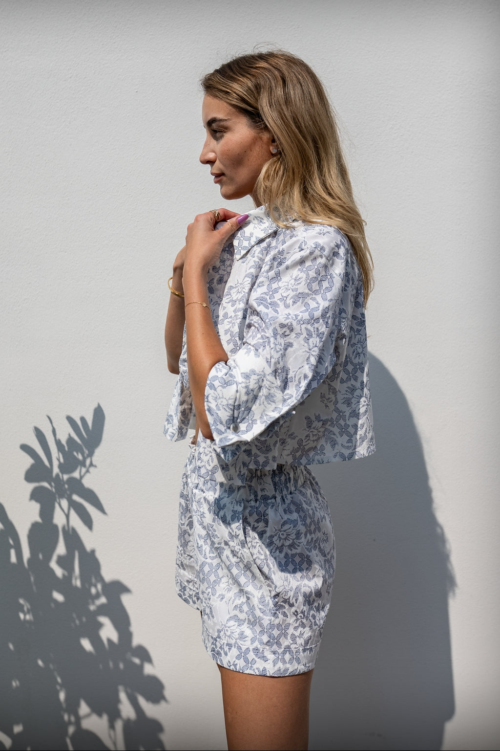 Mila Shorts, Fine Japanese Cotton | CĀVA MAISON by Loreen Label Size: M/L, Colour: Azure Bloom