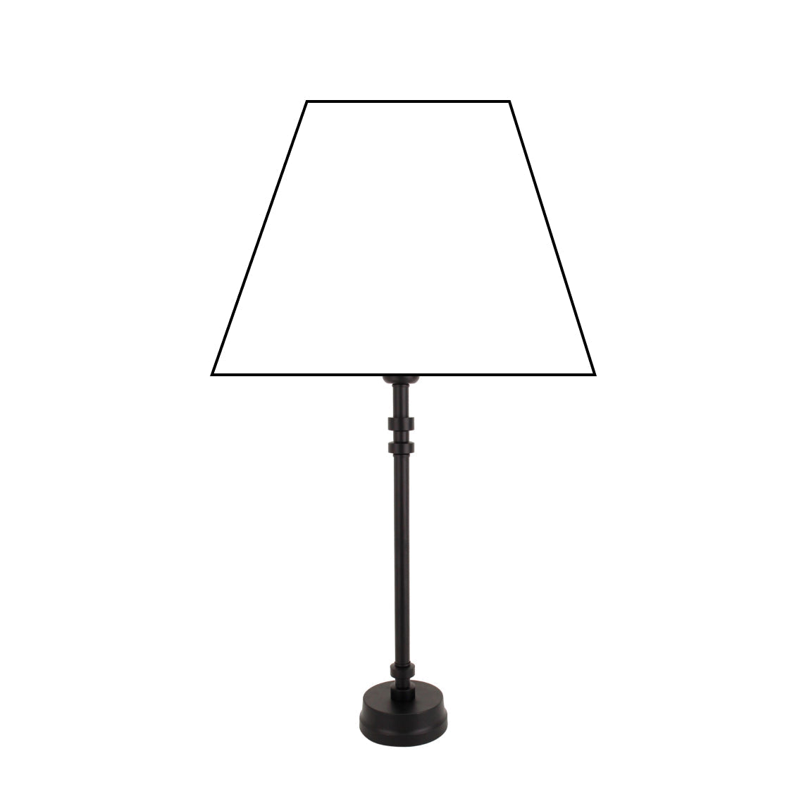 Lampenfuß Schwarz, minimalistisches Design, zwei Größen, stabil und hochwertig.