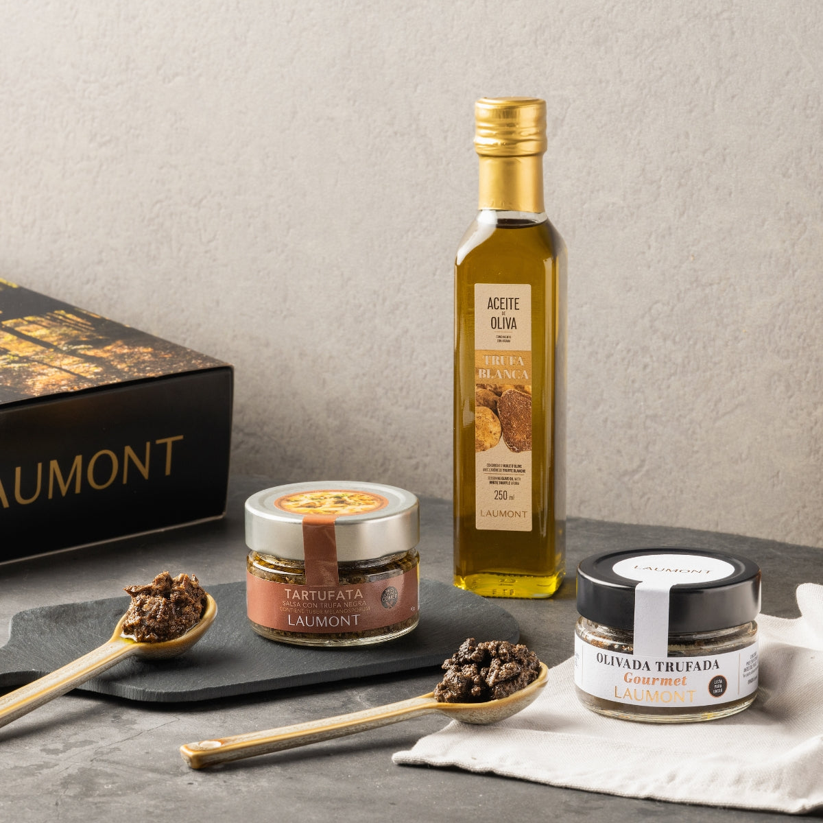 GOURMET EXPERIENCE PACK – White Truffle Oil + Tartufata + Truffle Olive Tapenade