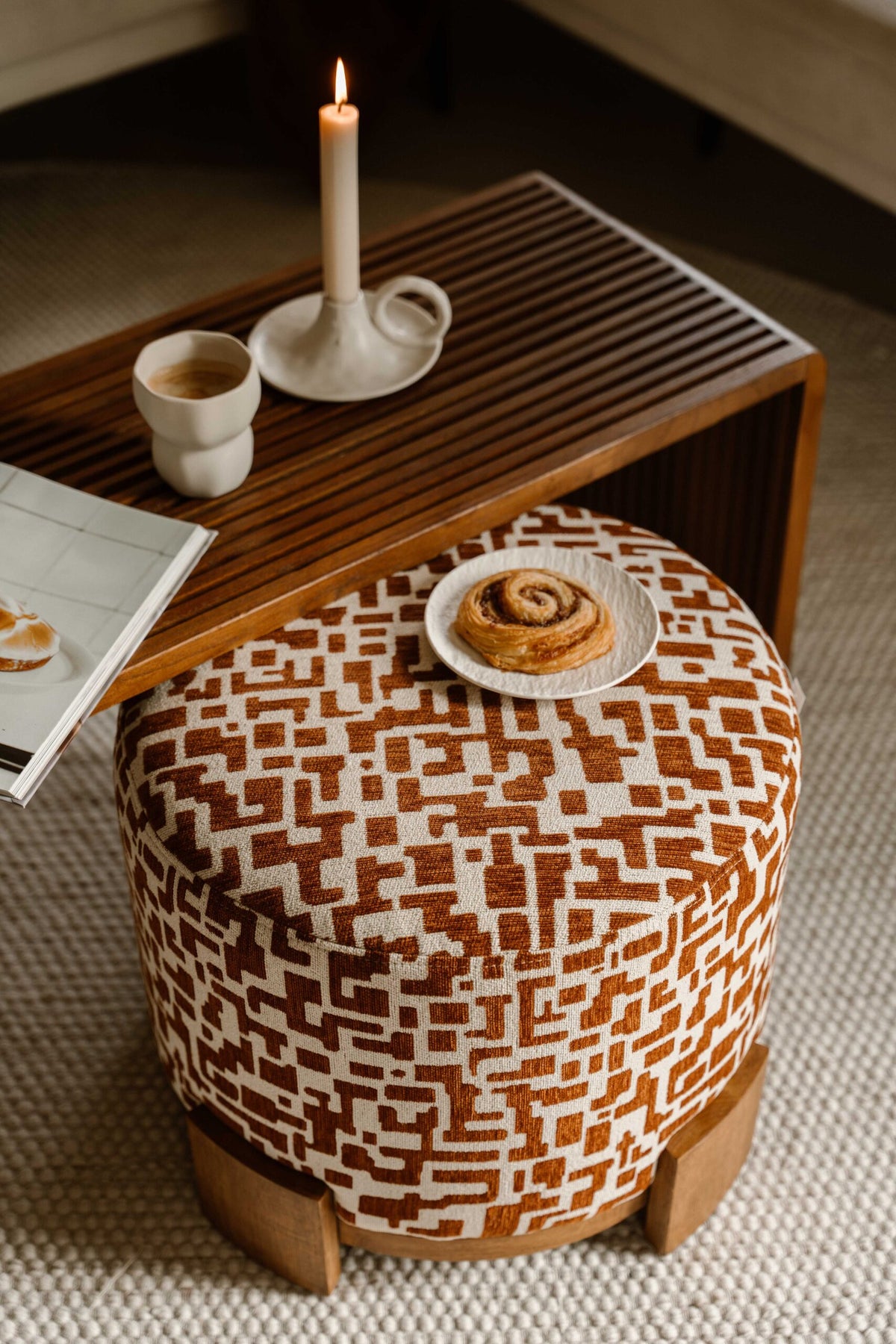 Indore Home - Fien - Pouf - Ottoman - Brown - Beige