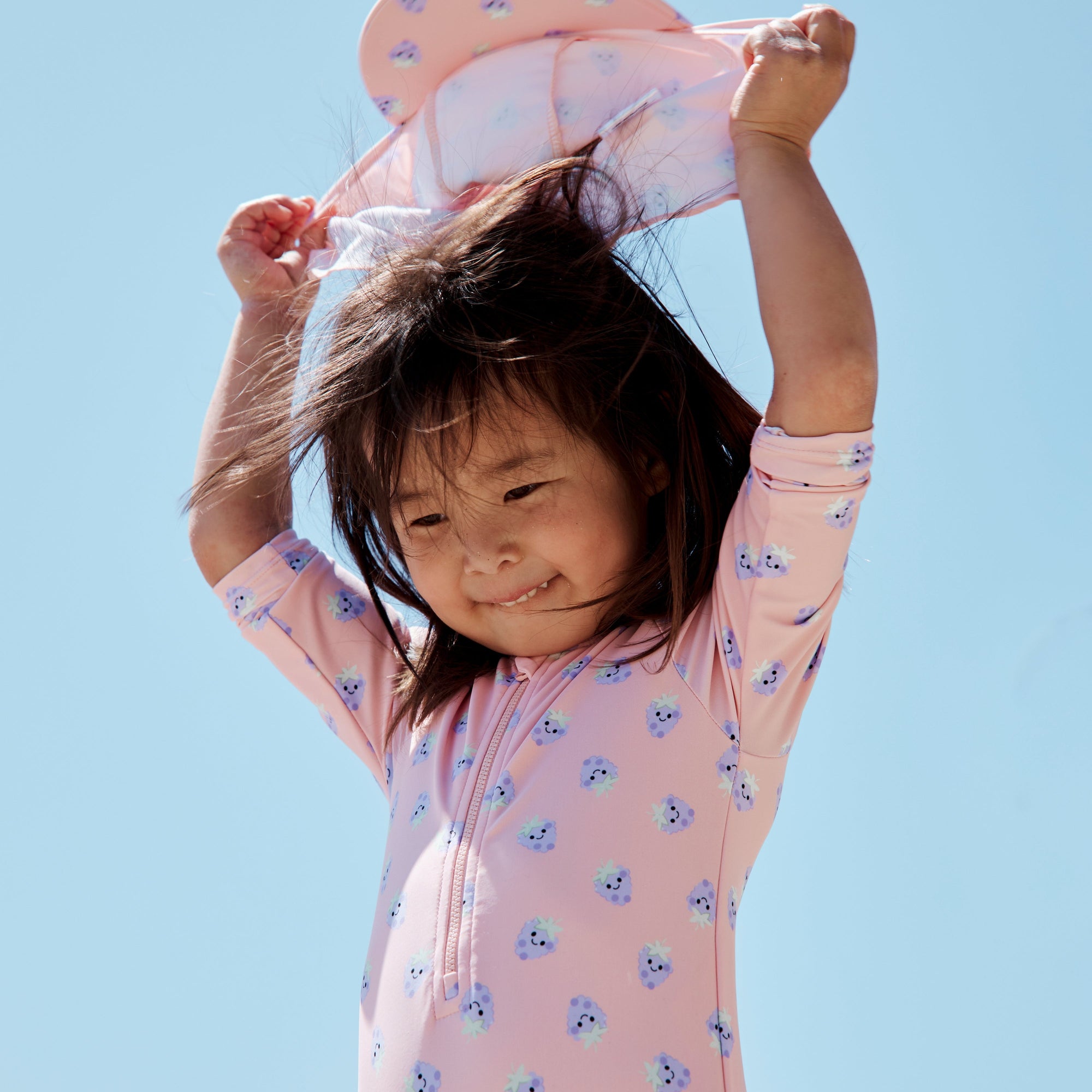 Zwarte bes | Roze/Paarse UV Zonnehoed