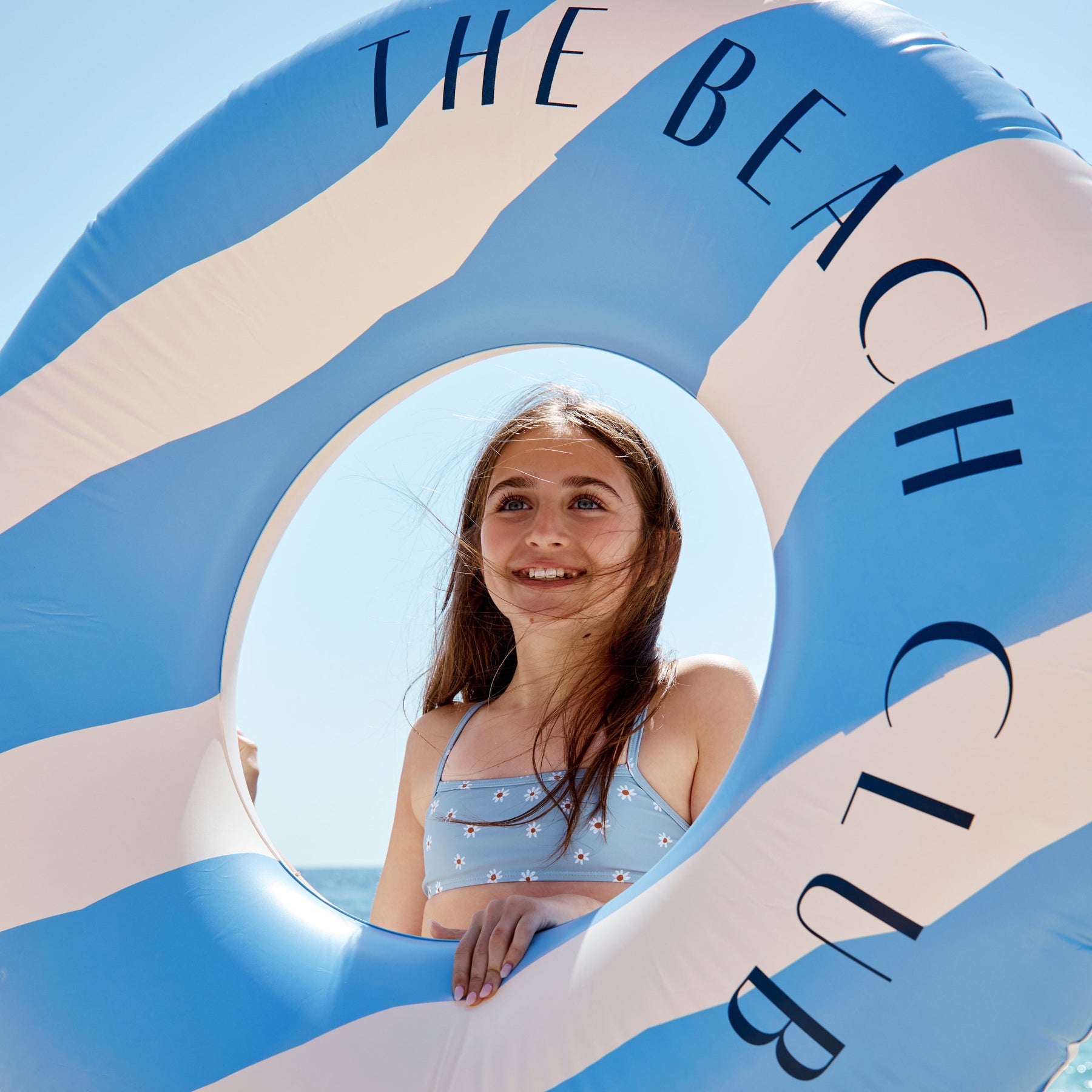 Le club de plage | Bouée de natation bleue/blanche Ø 120 cm