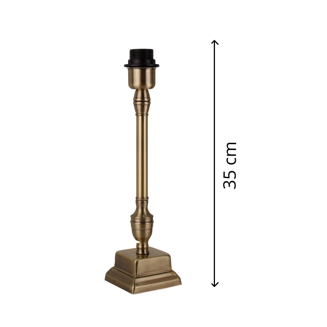 Metall-Lampenfuß Messing Matt 35 cm, quadratische Form, für Tischlampen geeignet.