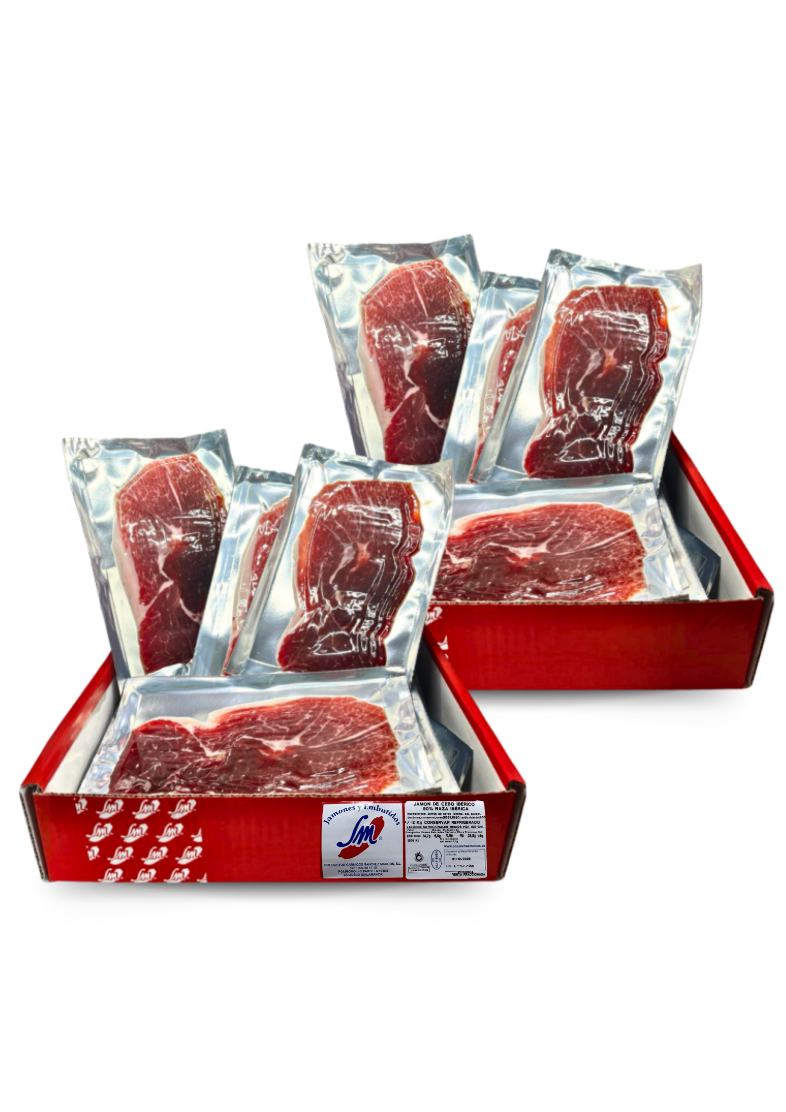 2 Cajas de jamón de cebo ibérico 50% raza ibérica, loncheado + Paquete de Jamón Picado (Envío gratis en península)