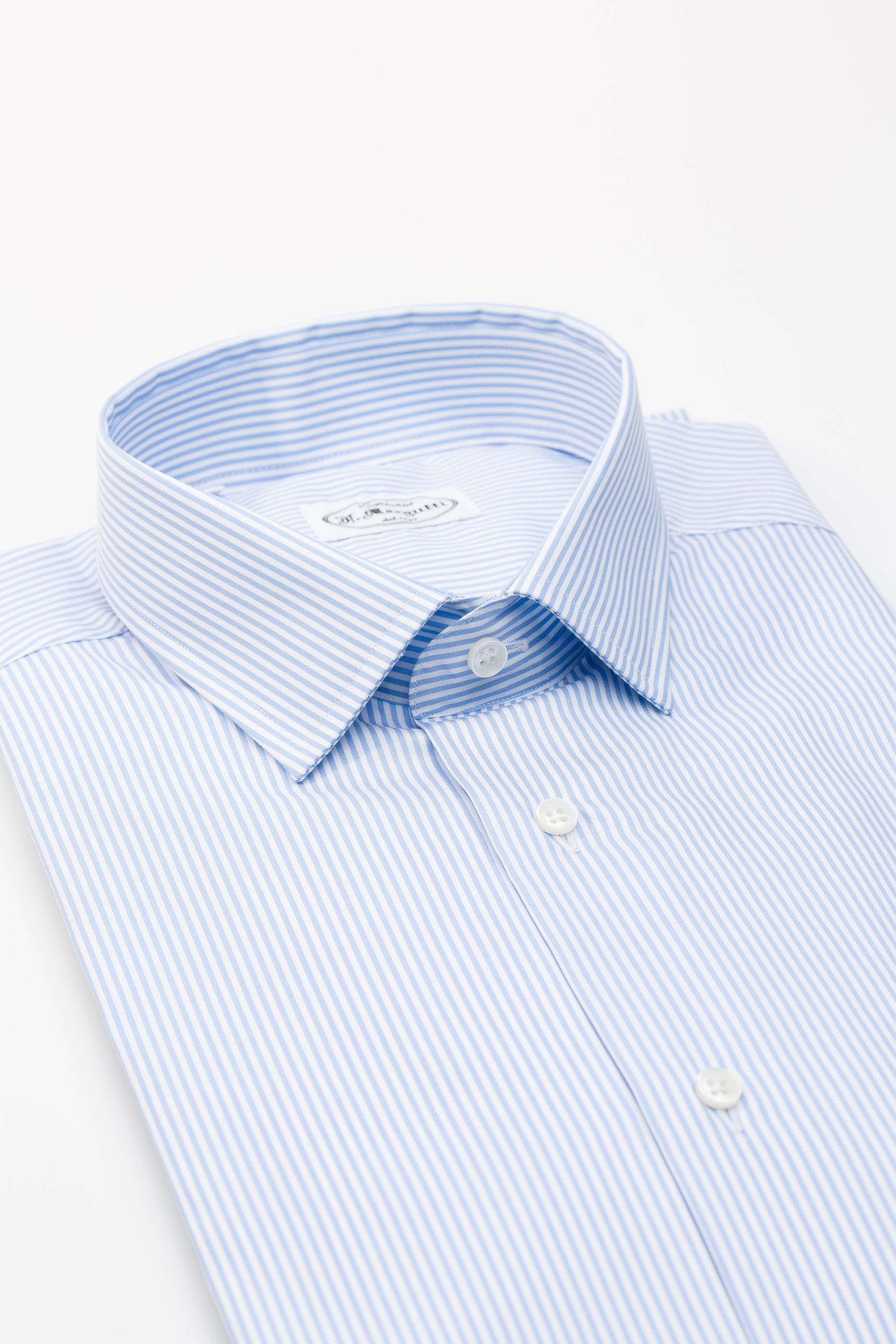 Thomas Mason Light Blue Striped Twill Shirt