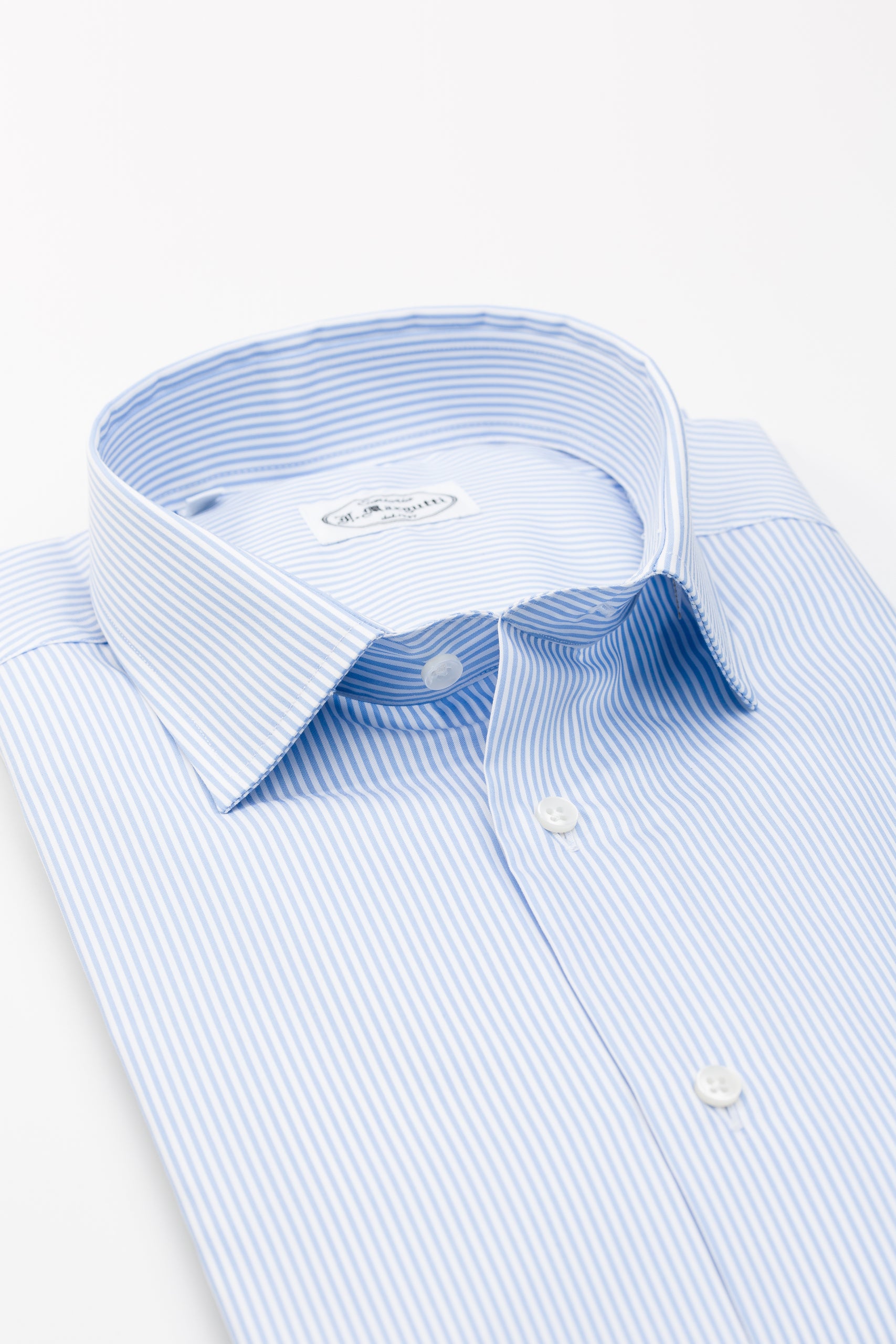 Thomas Mason Light Blue Striped Twill Shirt
