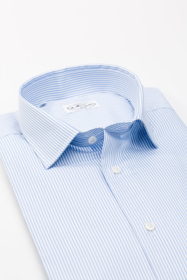 Thomas Mason Light Blue Striped Twill Shirt