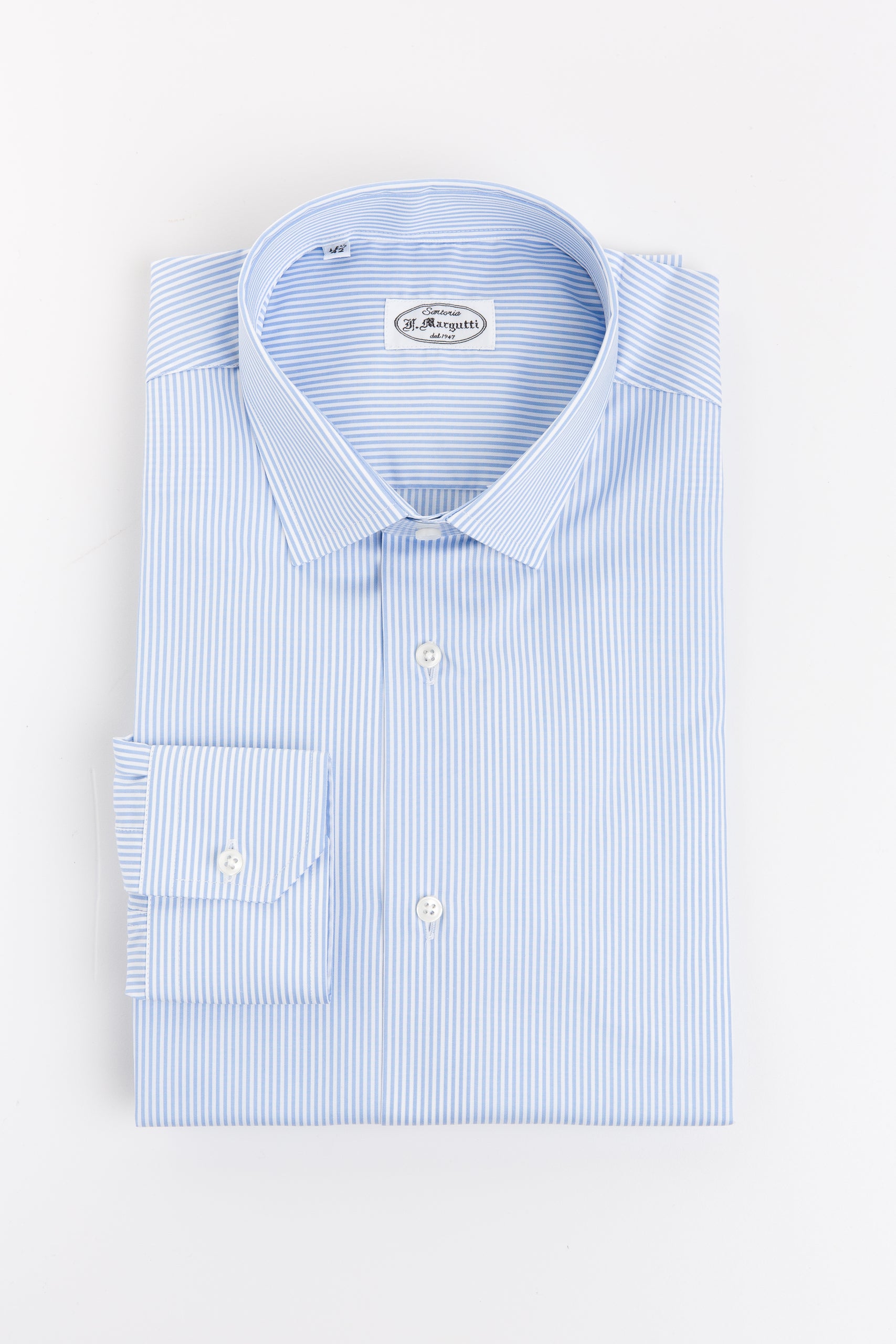 Thomas Mason Light Blue Striped Twill Shirt