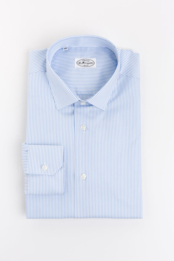 Thomas Mason Light Blue Striped Twill Shirt
