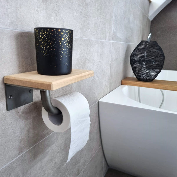The Smart Toilet Paper Holder Matte White - Light Oak
