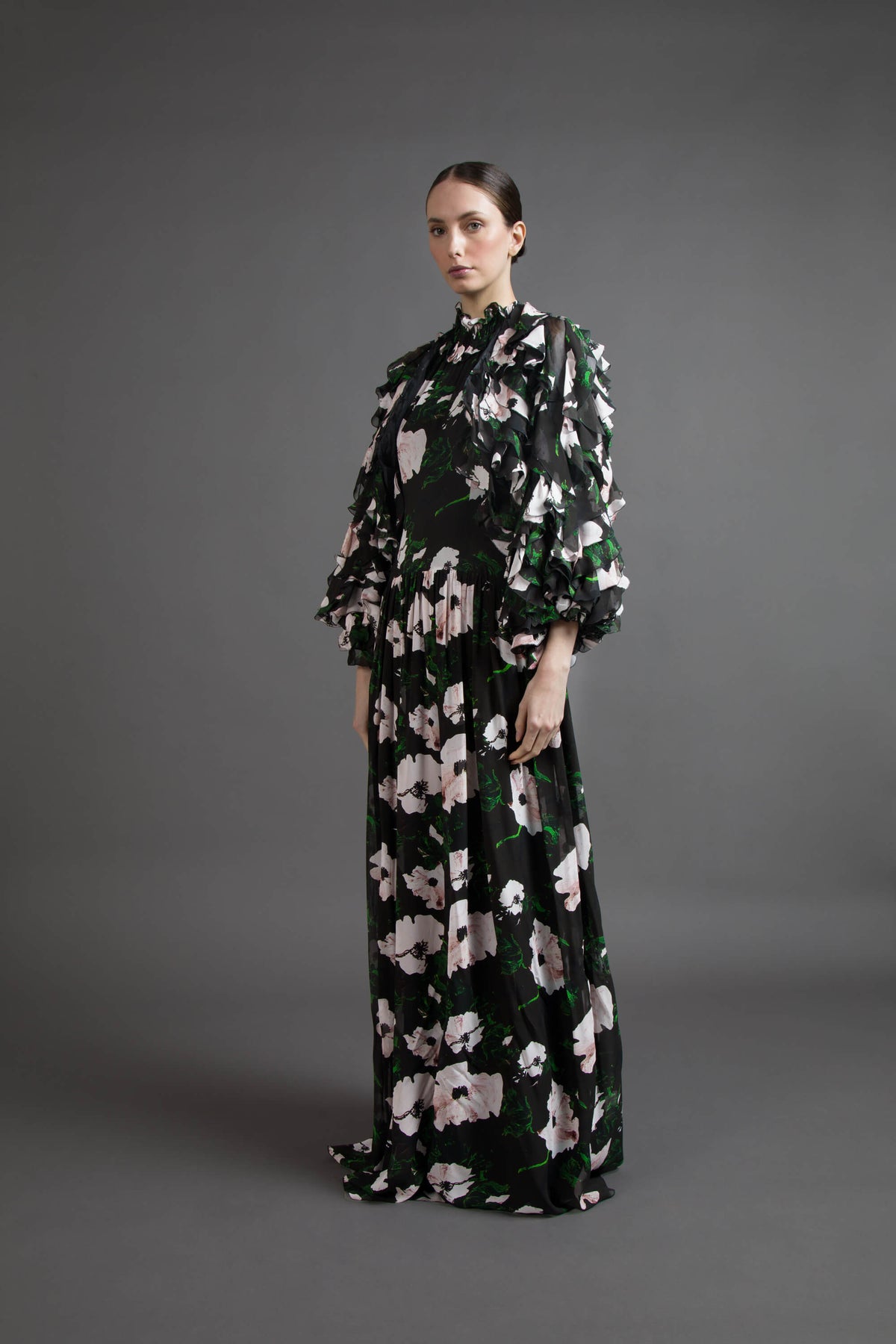 COUTURE SHRUG WITH FLORAL PRINT