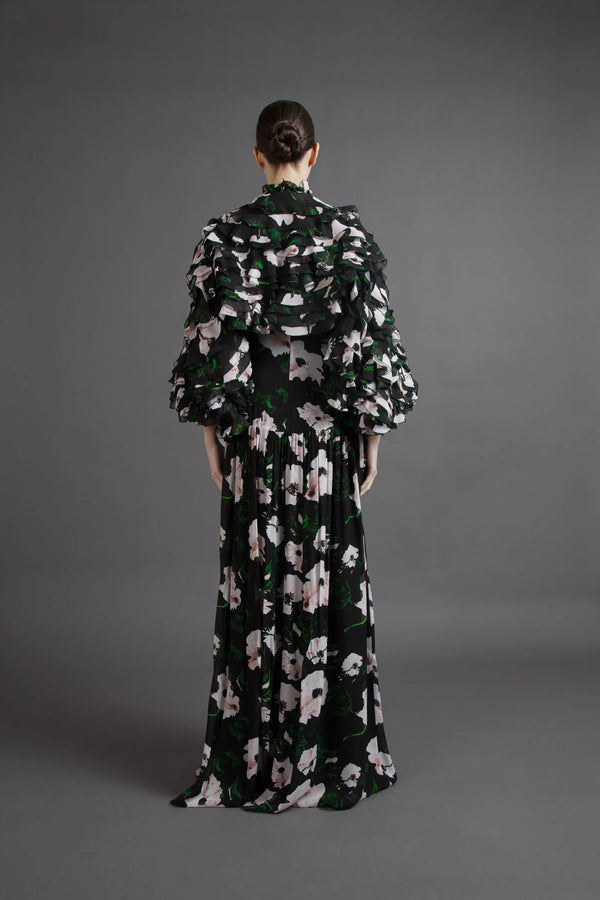 COUTURE SHRUG WITH FLORAL PRINT