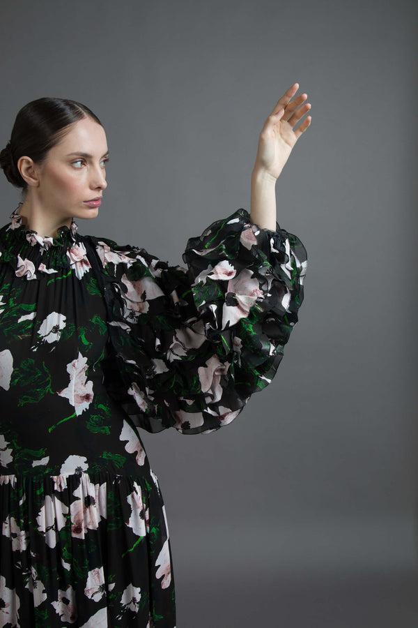 COUTURE SHRUG WITH FLORAL PRINT