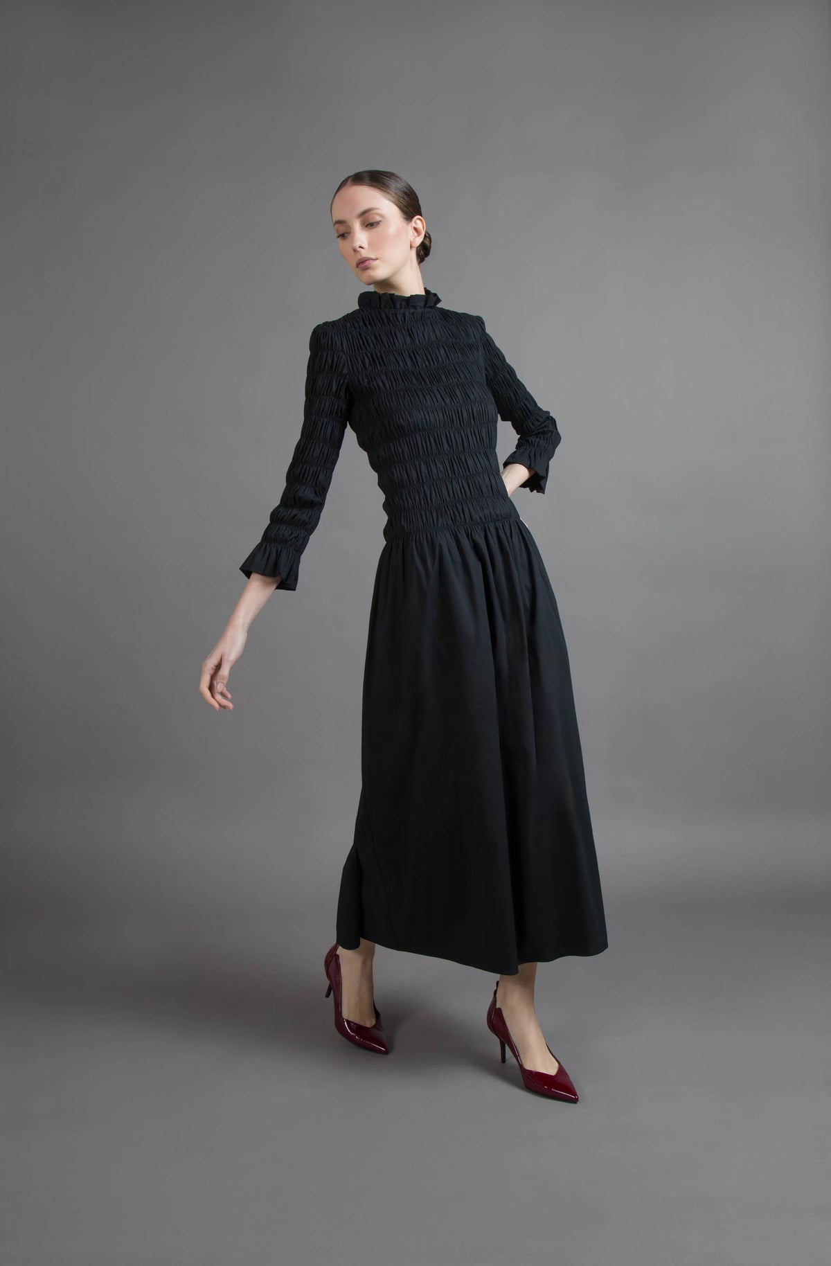 ABITO MIDI PUNTO SMOCK