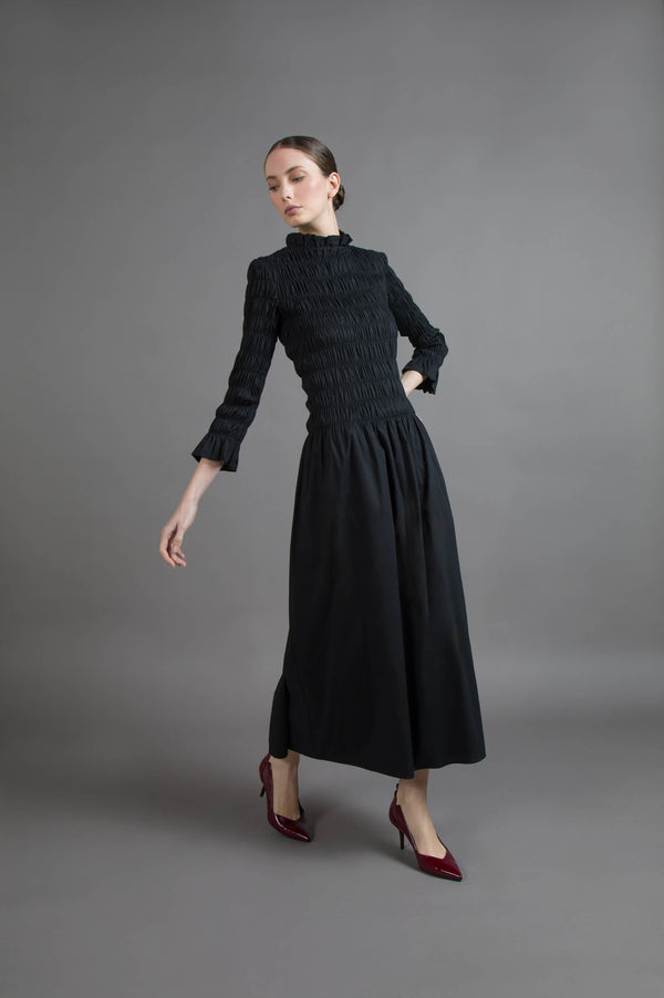 MIDI SMOCKED DRESS