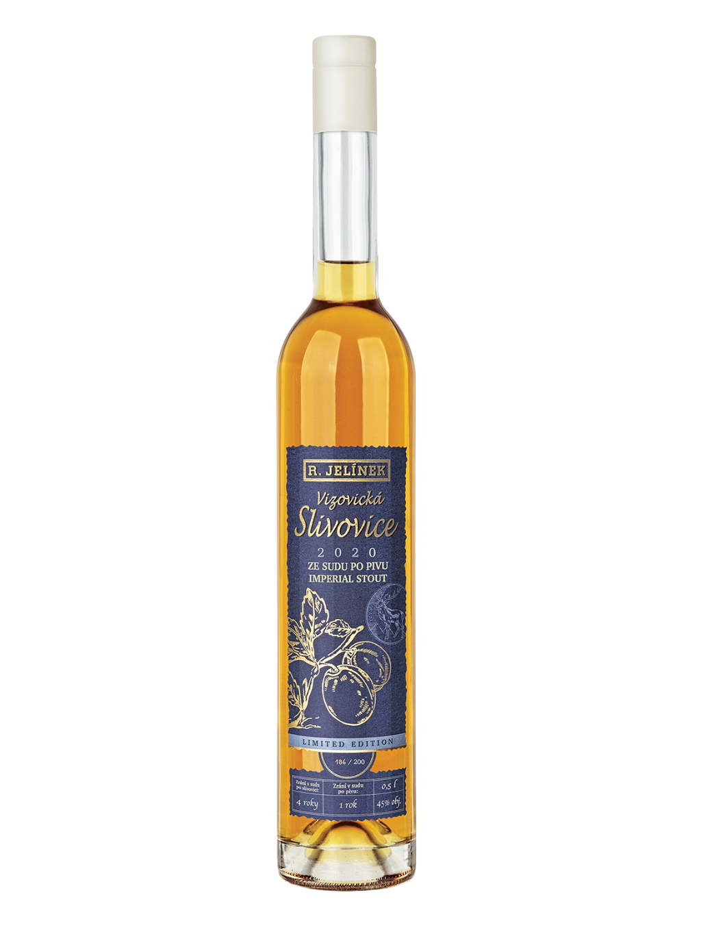 Vizovická slivovice 2020 ze sudu po pivu Imperial Stout 45% 0,5l