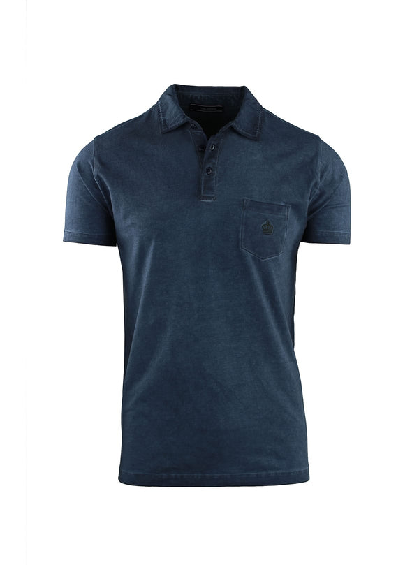 SHORT SLEEVE POLO IN COOL DYED JERSEY