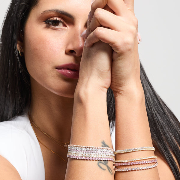 Bracciale argento rodiato tennis e zirconi bianchi mm 1,5
