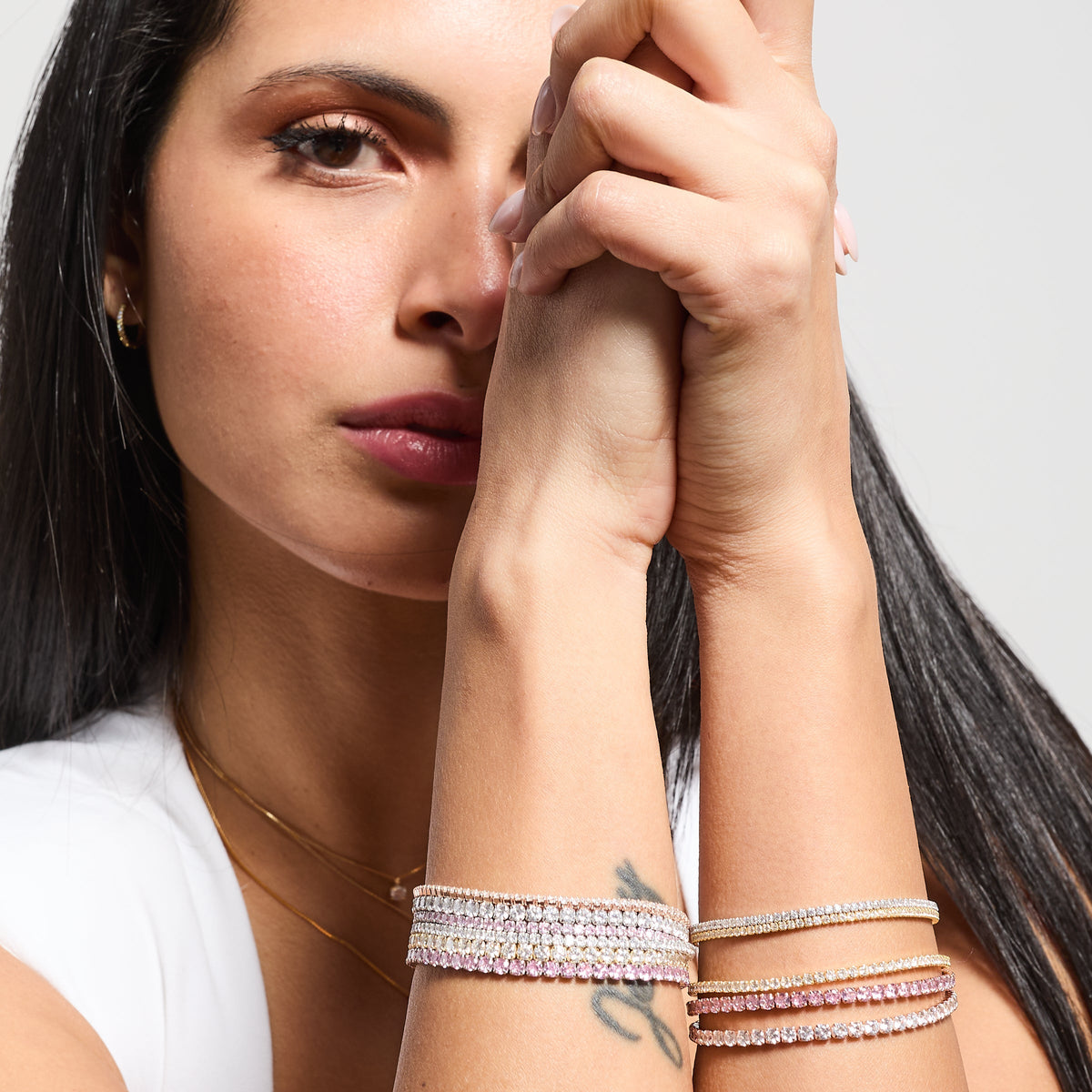 Rose gold tennis bracelet with white zirconia mm 3.0