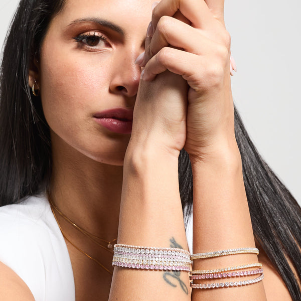 Rose gold tennis bracelet with white zirconia 1.5 mm