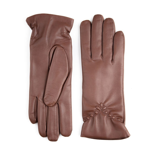 Women's Leather Gloves with Decorative Ruching
