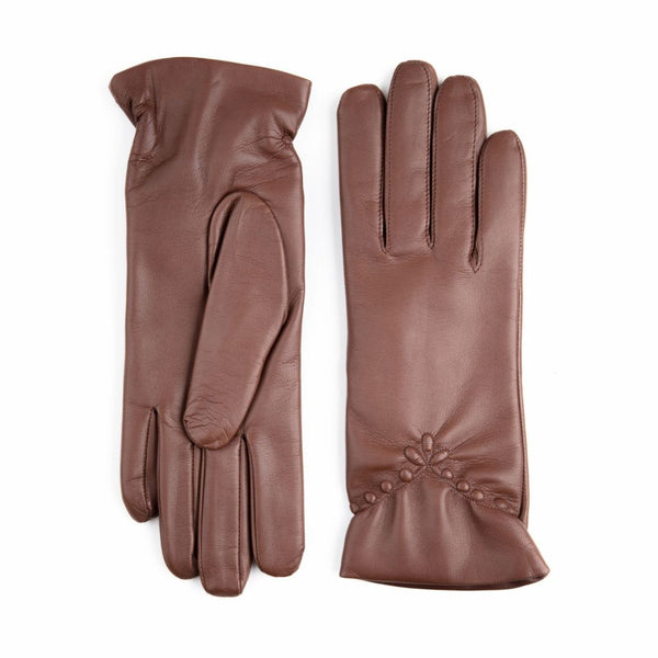Women's Leather Gloves with Decorative Ruching