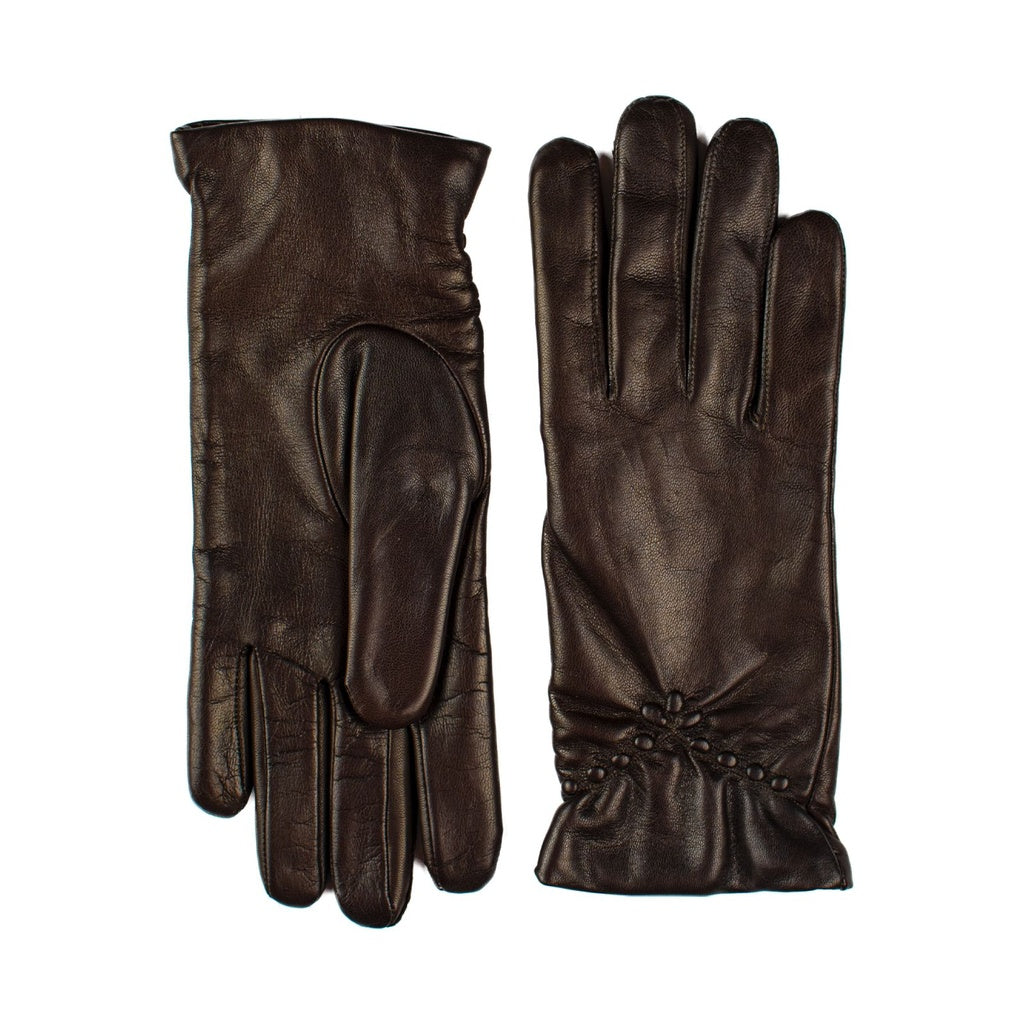 Women's Leather Gloves with Decorative Ruching