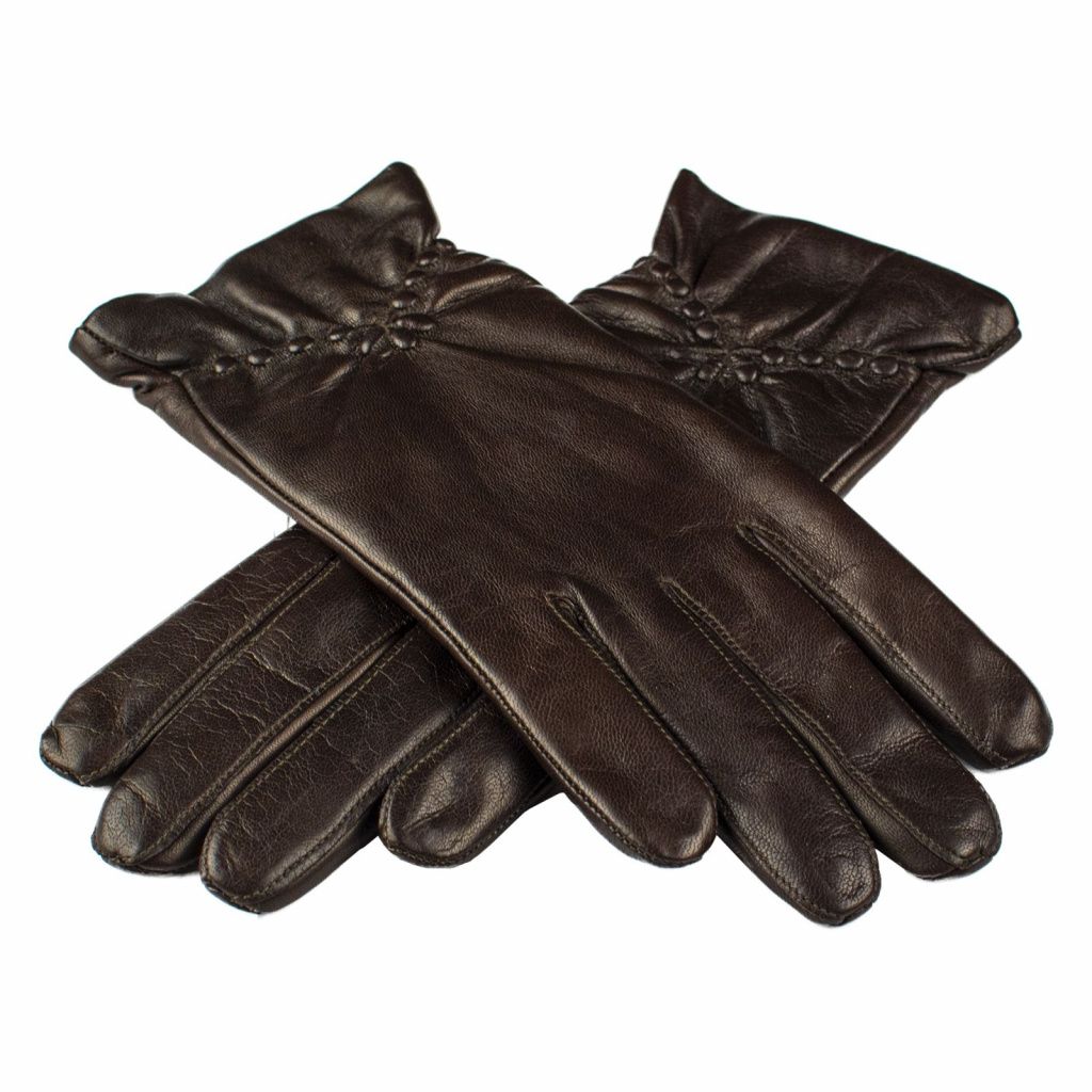 Women's Leather Gloves with Decorative Ruching
