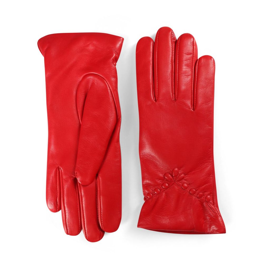 Women's Leather Gloves with Decorative Ruching