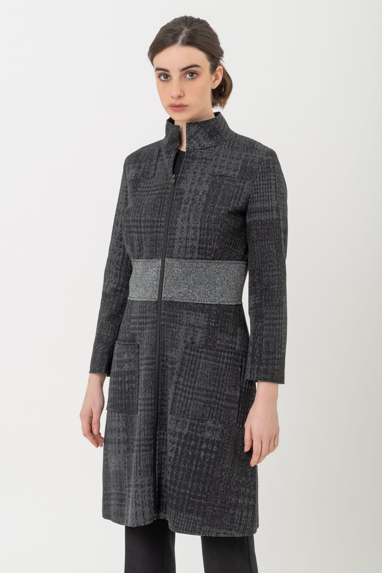 BLACK LUREX JACQUARD COAT